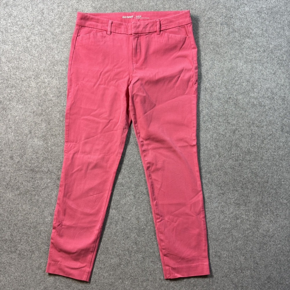 Old Navy Womens Pixie Ankle Pants 8 Pink Stretch Mid Rise Cotton Chino